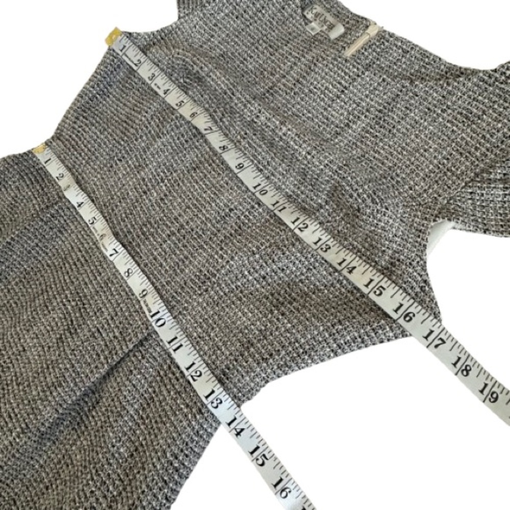 Kay Unger Chick Women's Sz.4 Gray Black & Ivory Short Sleeves Lined Midi Dress - Picture 11 of 16